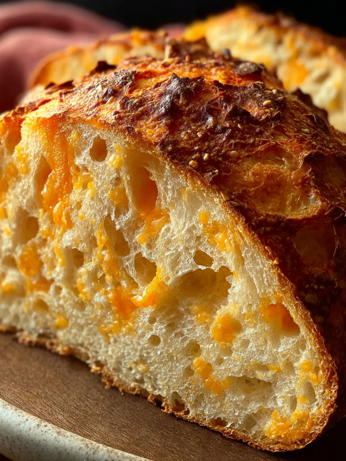 No Knead Cheddar Bread Third Image mnlggi